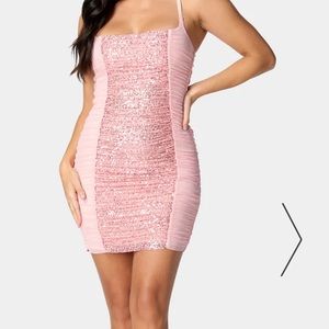 Bebe SEQUIN FRONT KNIT DRESS